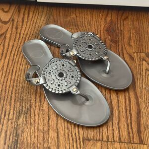 Jack Rogers Womens Gray Gold Jelly Flip Flop Sandals Sz US 7